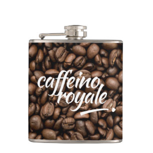 Funny Witty Pun Caffeino Royale Hip Flask