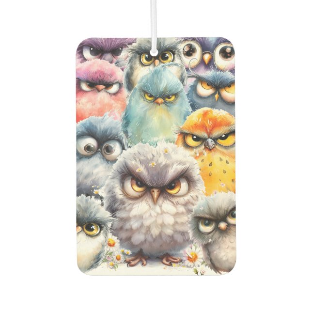 Funny Witty Sassy Collection of Grumpy Birds Air Freshener (Front)
