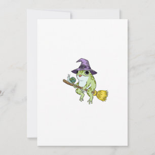 Funny Wizard Frog Rides A Broomstick Illustration Invitation