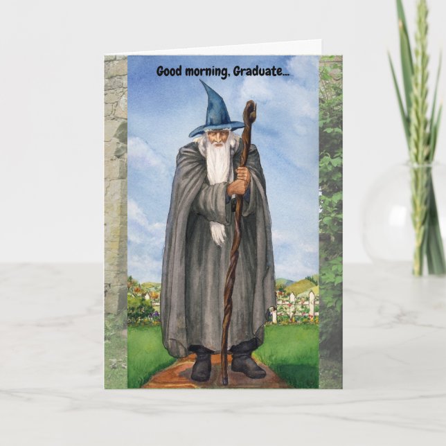 Funny Wizard Graduation Card Good Morning (Front)