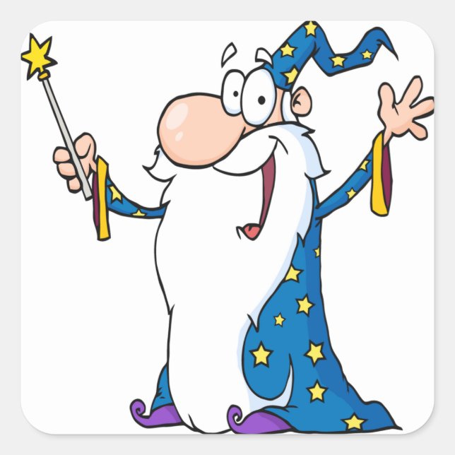 Funny Wizard Square Sticker (Front)