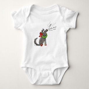Funny Wolf Christmas Happy Howlidays Holiday Baby Bodysuit