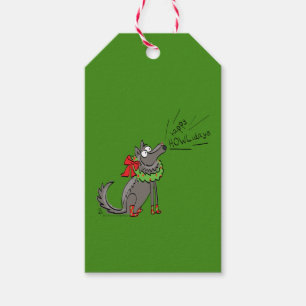 Funny Wolf Christmas Happy Howlidays Holiday Gift Tags