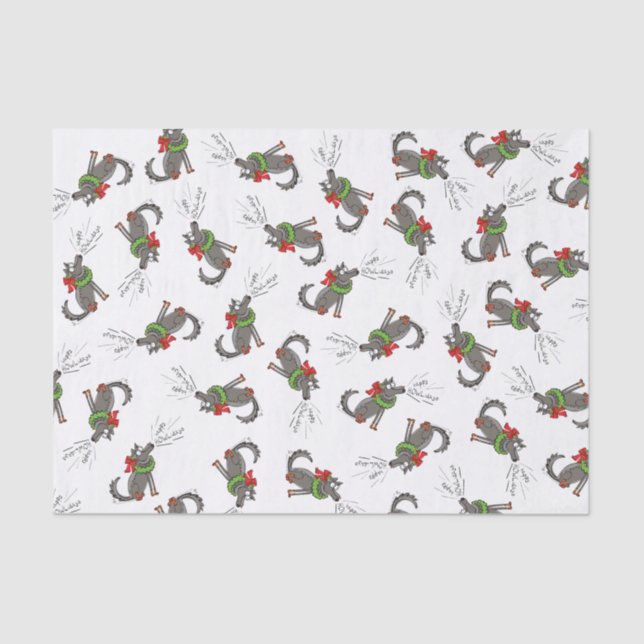 Funny Wolf Christmas Happy Howlidays Holiday Tissue Paper (Front)