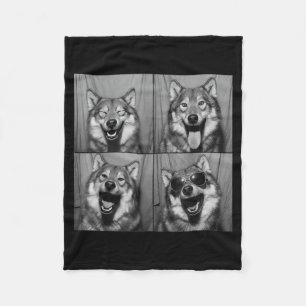 Funny Wolf Photo Booth Sungles Dog  Fleece Blanket