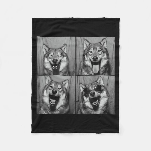 Funny Wolf Photo Booth Sungles Dog  Fleece Blanket (Front)