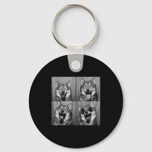 Funny Wolf Photo Booth Sungles Dog  Keychain