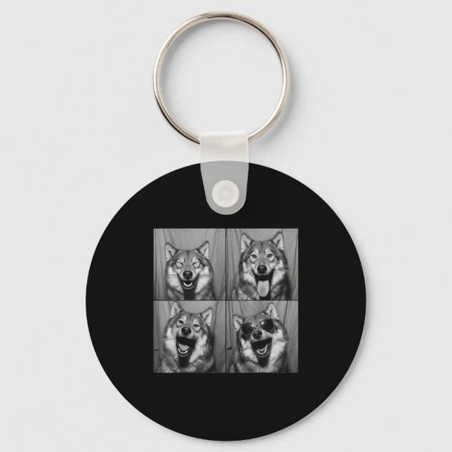 Funny Wolf Photo Booth Sungles Dog  Keychain (Front)
