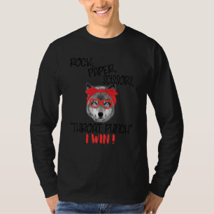 Funny Wolf Rock Paper Scissors Throat Punch I Win T-Shirt