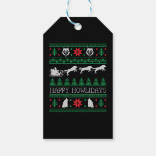 Funny Wolves Wolf Lover Ugly Christmas Sweater Gift Tags