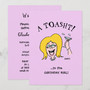 Funny Woman Birthday Party Cute Cartoon Invitation