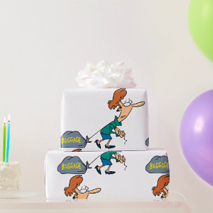Funny Woman Carrying Emotional Baggage Wrapping Paper