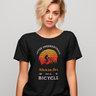 Funny woman cycling personalized biking MTB T-Shirt