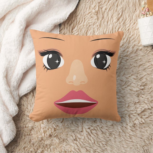 Funny woman face throw pillow (Blanket)