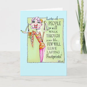 funny woman greeting card,  Shoe humour Card