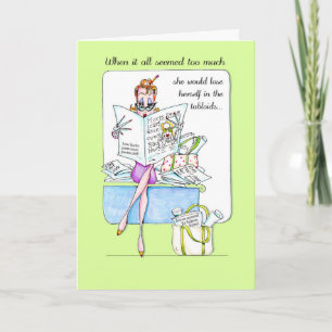 Funny woman humour birthday card - Tabloid humour!