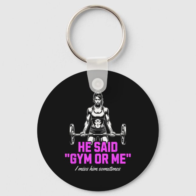 Funny Woman Weightlifting Bodybuilding Saying Grap Keychain (Front)