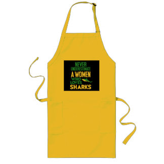 Funny Woman Who Loves Sharks Long Apron