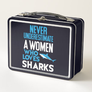 Funny Woman Who Loves Sharks Metal Lunch Box