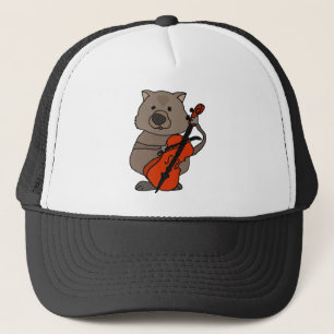 Funny Wombat Playing Cello Cartoon Trucker Hat