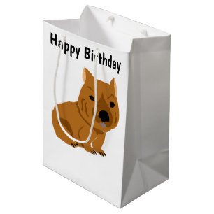 Funny Wombat Primitive Art Medium Gift Bag