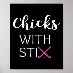 Funny Women And Girls Love Field Hockey Chicks Gif Poster