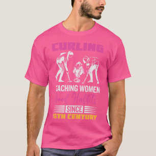 funny Women curling on the ice curler curling (1)  T-Shirt