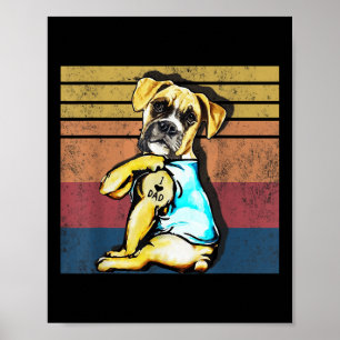 Funny Women Gifts Dog Boxer I Love Dad Tattoo Gift Poster