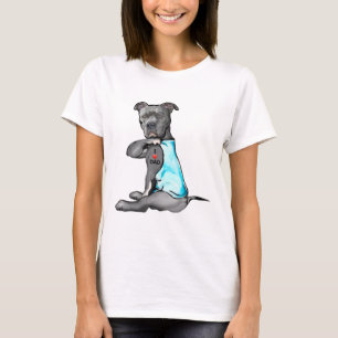 Funny Women Gifts Dog Pitbull I Love Dad Tattoo Gi T-Shirt