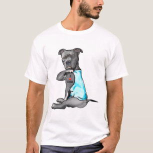 Funny Women Gifts Dog Pitbull I Love Dad Tattoo Gi T-Shirt