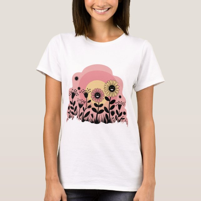 funny women graphic tee of flowers (Front)