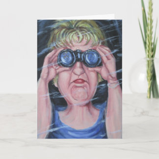Funny Women With Binoculars Card