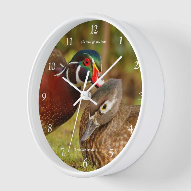 Funny Wood Duck Whispers Sweet Nothings Clock (Angle)