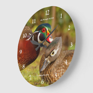 Funny Wood Duck Whispers Sweet Nothings Large Clock