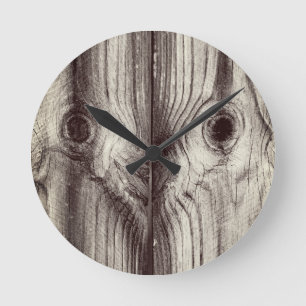 Funny Wood Grain Pattern Round Clock
