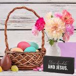 Funny Wood Signs by ©Noteworthy Home Collection<br><div class="desc">Chocolate and Jesus? What could be better than that?</div>