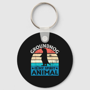 Funny Woodchuck Groundhog Day Ground Hog Is My Spi Keychain