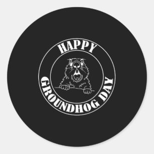 Funny Woodchuck Screaming Happy Groundhog Day Classic Round Sticker