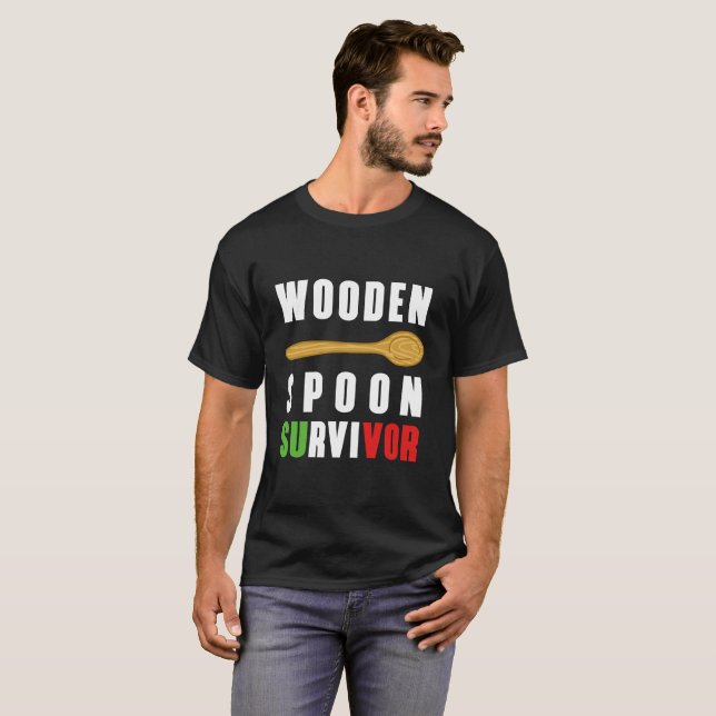 Funny wooden spoon survivor italian experiance T-Shirt (Front Full)