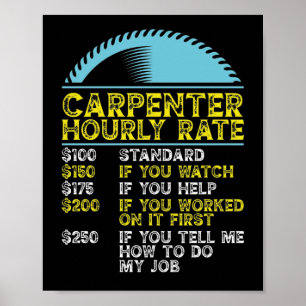 Funny Woodworking Dad  Carpenter Carpenter Hourly Poster