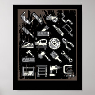 Funny Woodworking Dad Father Carpenter Tools Poster
