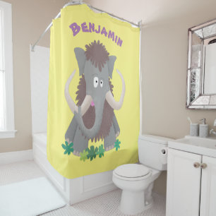 Funny woolly mammoth cartoon illustration