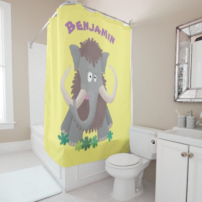 Funny woolly mammoth cartoon illustration (In Situ)