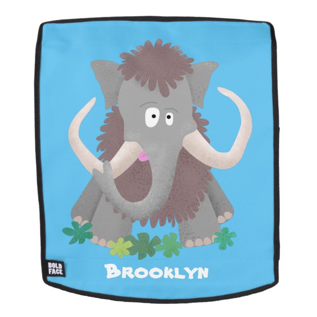 Funny woolly mammoth cartoon illustration backpack (Removable Face)