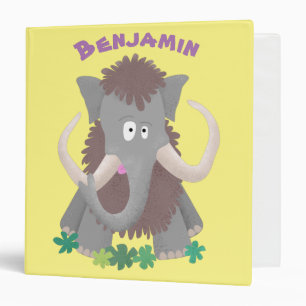 Funny woolly mammoth cartoon illustration binder