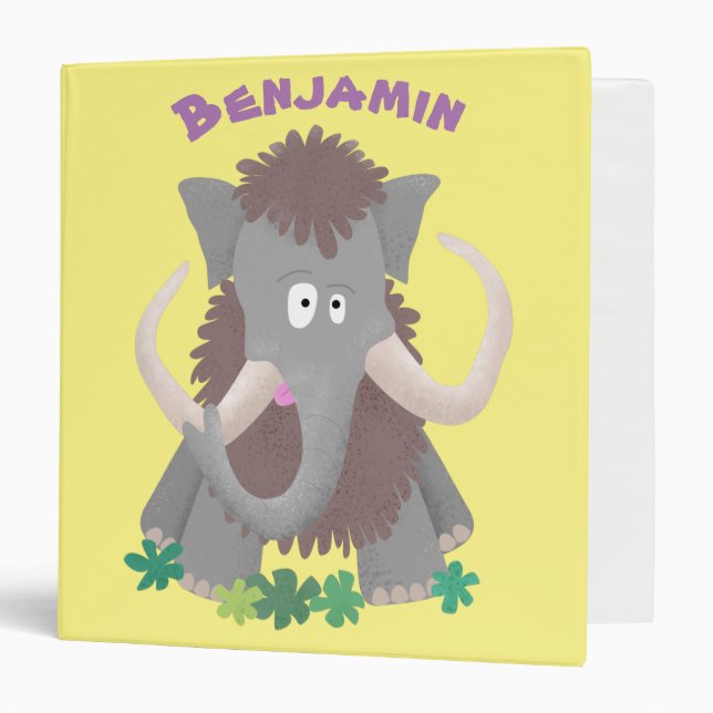 Funny woolly mammoth cartoon illustration binder (Front/Inside)