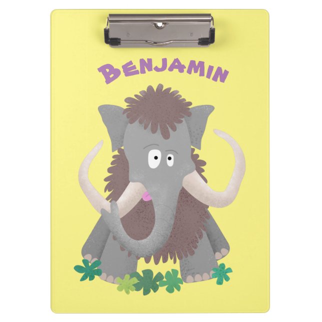 Funny woolly mammoth cartoon illustration clipboard (Front)