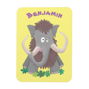 Funny woolly mammoth cartoon illustration magnet