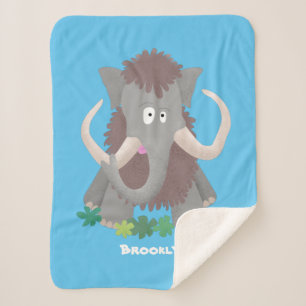 Funny woolly mammoth cartoon illustration sherpa blanket