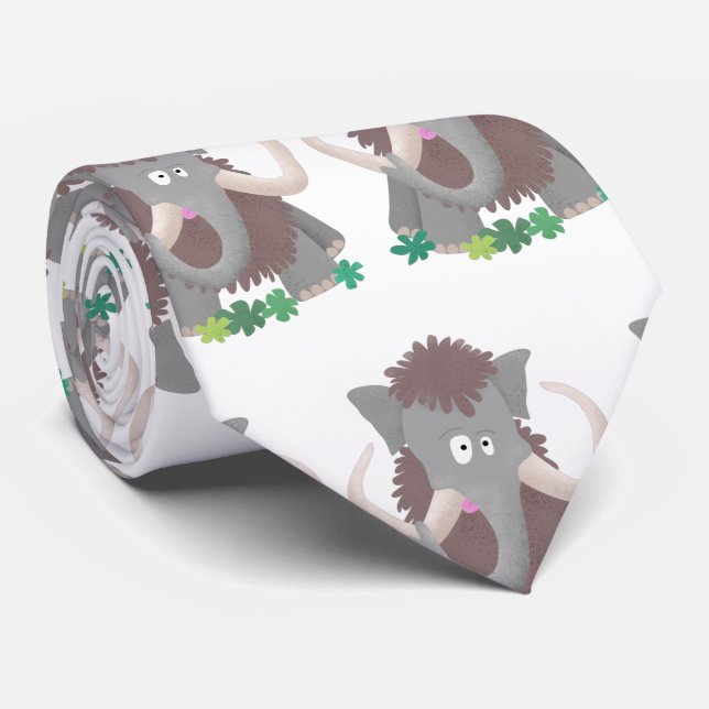 Funny woolly mammoth cartoon illustration tie (Rolled)